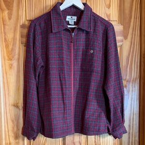 Womens Woolrich Zip Front Wool Blend 2042 RUBY PLAID Fall Heavy Shirt Jacket S